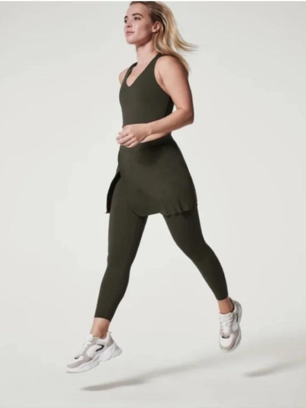 Spanx Booty Boost Active Skirt Around Knee Leggings size 2X Olive green